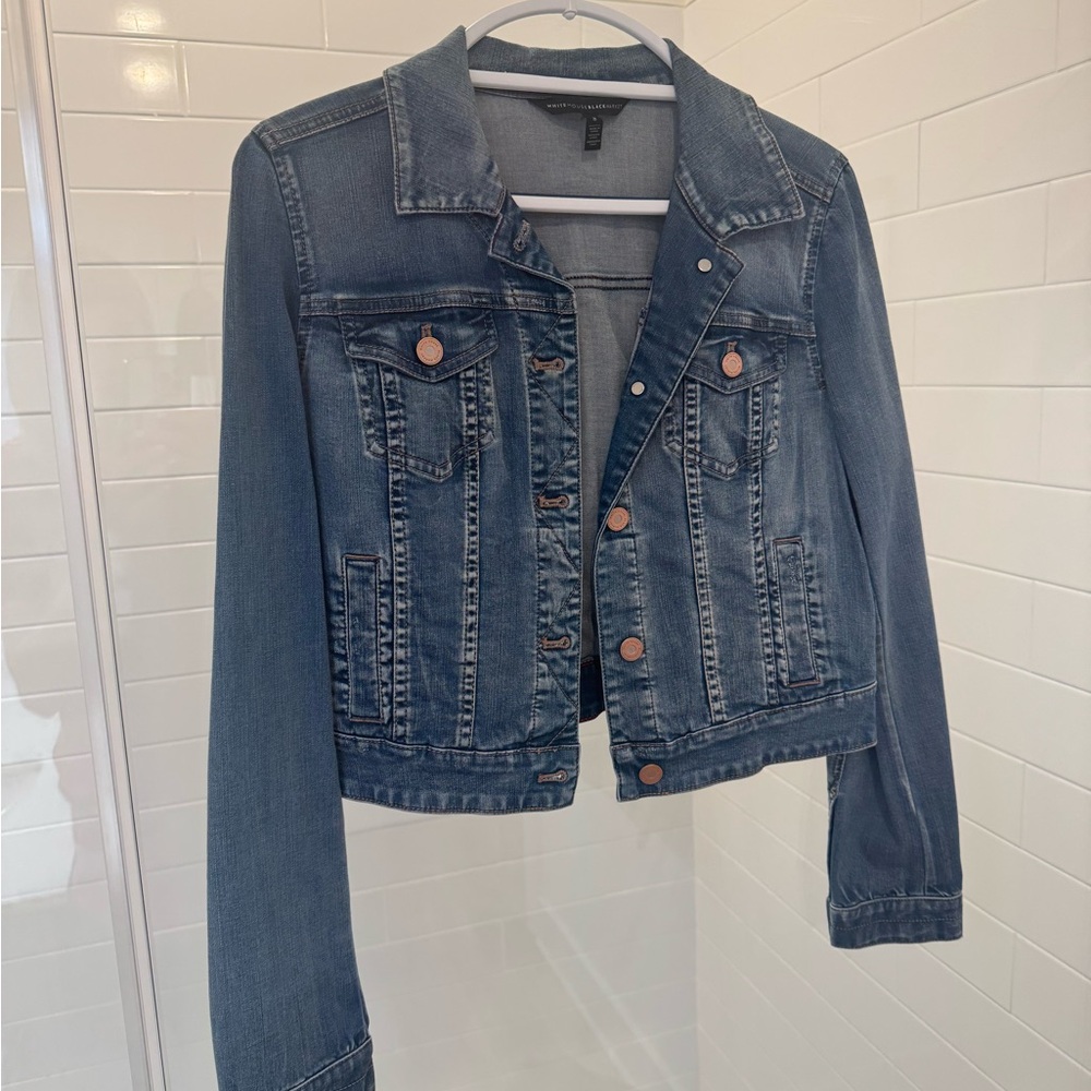 White House Black Market Blue Jean Jacket Classic Style